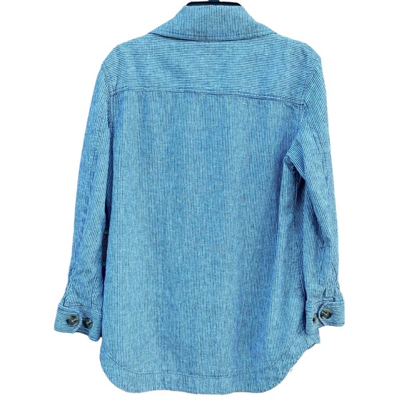 Loft Railroad Stripe Linen Blend Shirt Jacket Gray and White Size Small - Picture 4 of 13